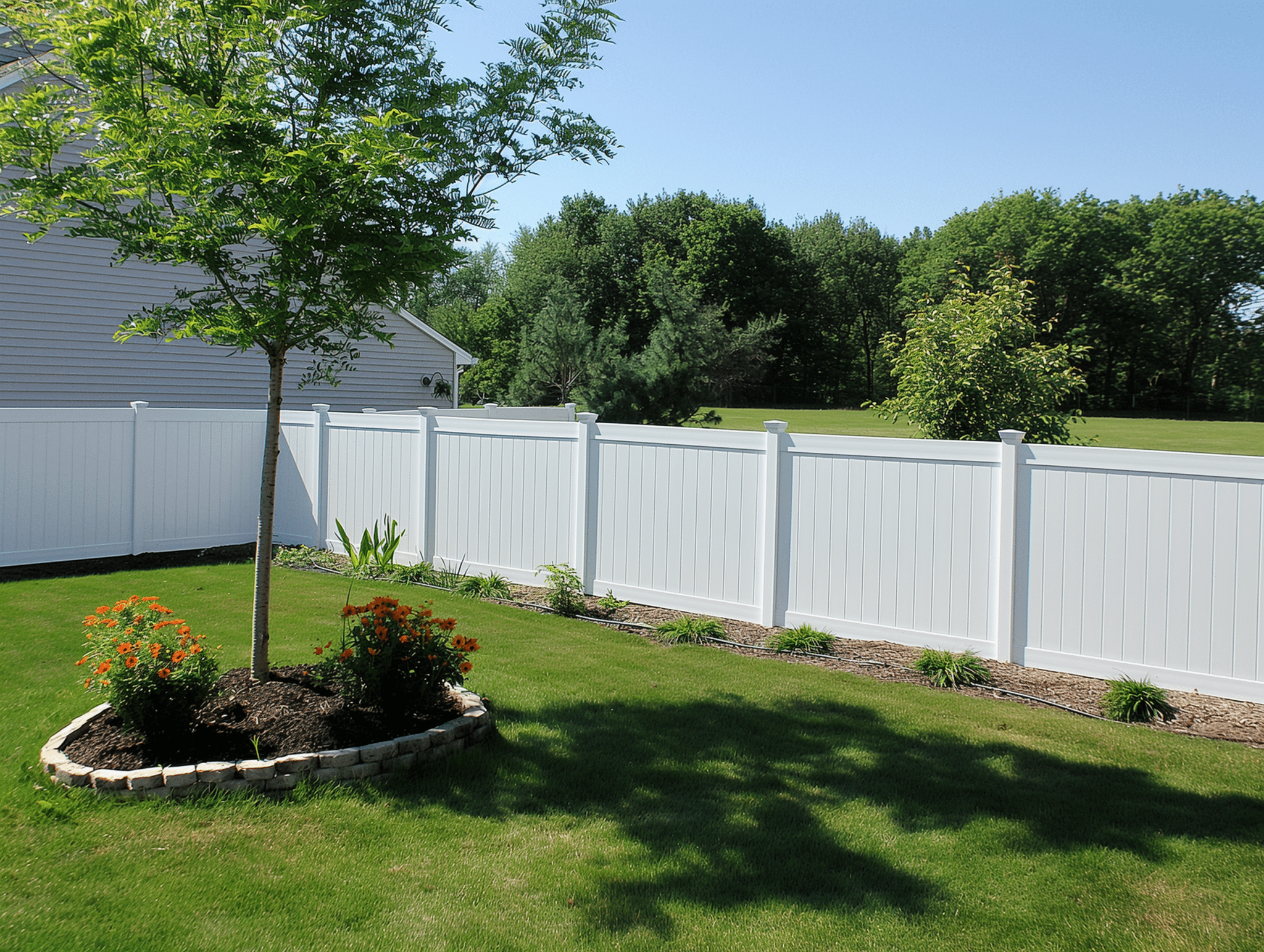 Custom White Vinyl Privacy Fencing